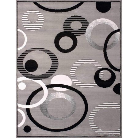 RLM DISTRIBUTION 5 ft. 3 in. x 7 ft. 2 in. Dallas Hip Hop Area Rug, Silver HO2625507